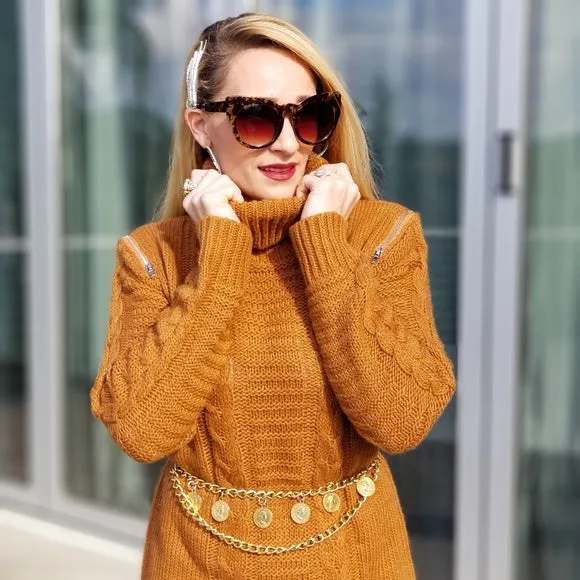 ALI Cable Knit Sweater Dress