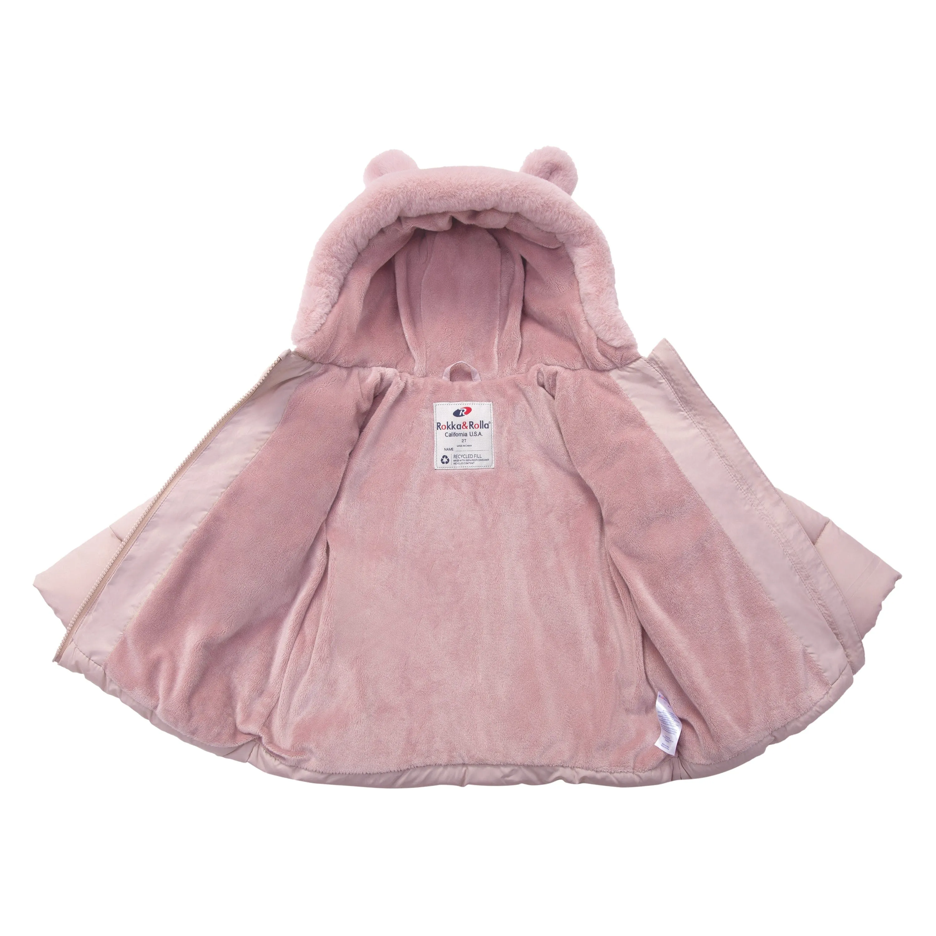 Baby Girls' Water-Resistant Soft Mini Fur Lined Puffer Jacket for Newborn Infant Toddler (6-24M, 2T-5T)