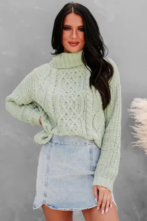 Blizzard Bliss Chenille Cable Knit Sweater (Leaf)