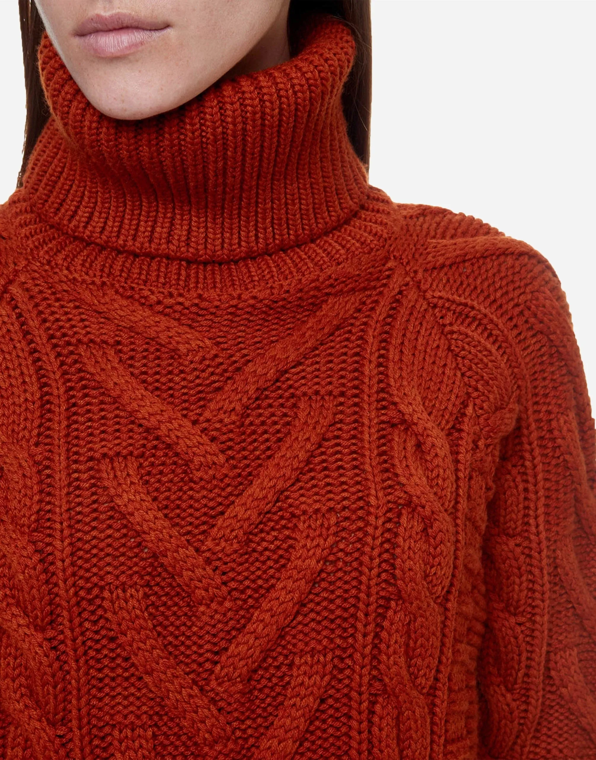 Cable-Knit Rollneck Sweater