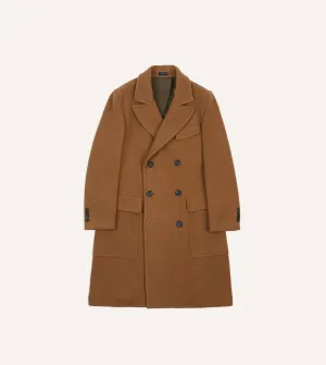 Camel Double-Breasted Cashmere-Wool Overcoat