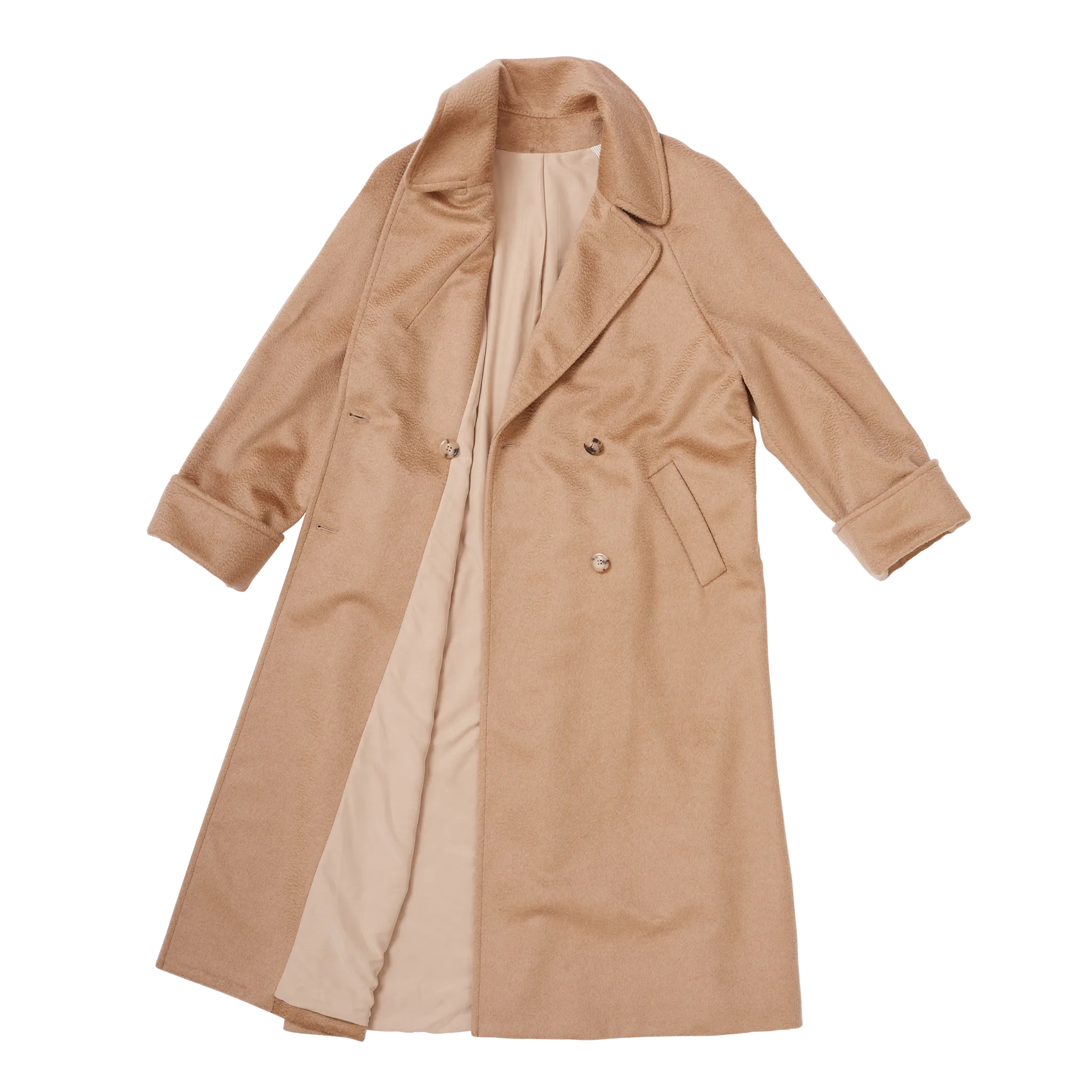 Camel Hair Double Breasted Raglan Overcoat