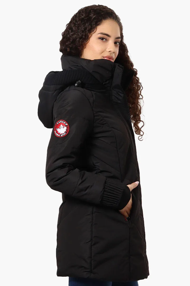 Canada Weather Gear Chevron Quilted Parka Jacket - Black