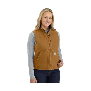 Carhartt Women's Sherpa Lined Vest Relaxed Fit - Carhartt Brown