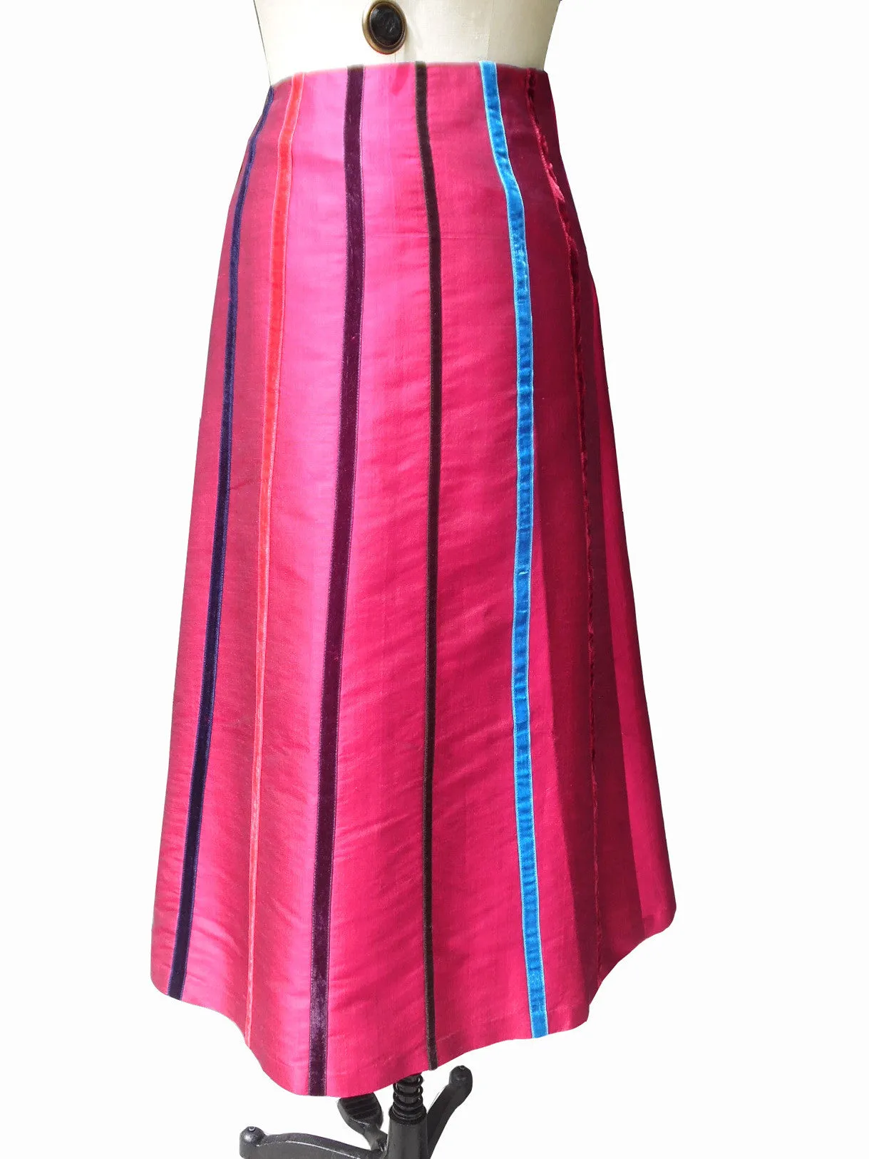 Carnival Skirt Thai Silk And Velvet Ribbons Garnet