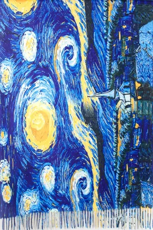 Cashmere Blend Shawl- The Starry Night Master Painting Print