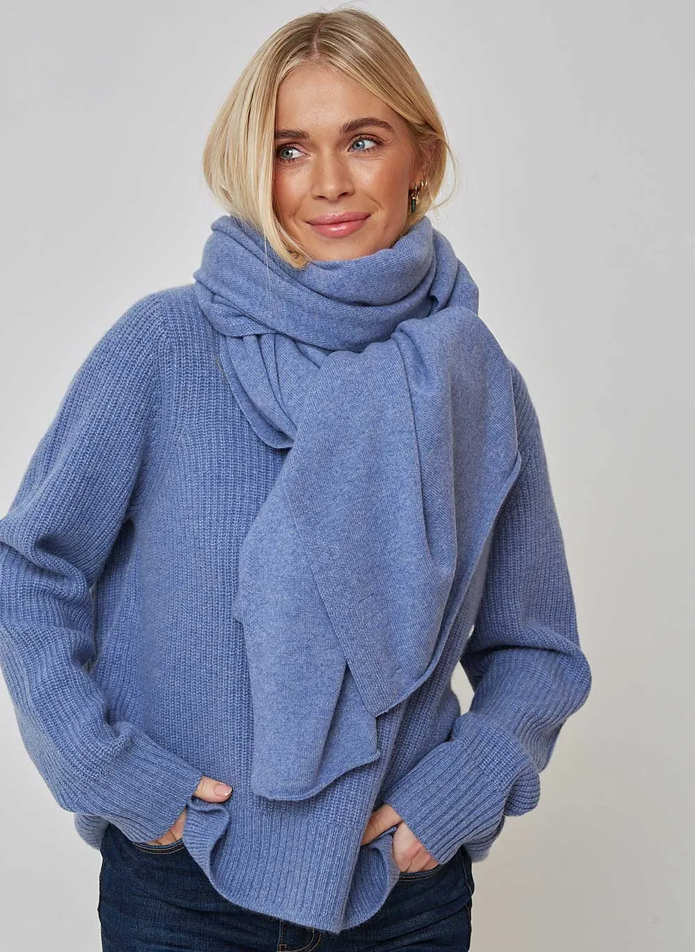 Cashmere Travel Wrap - Blue Melange