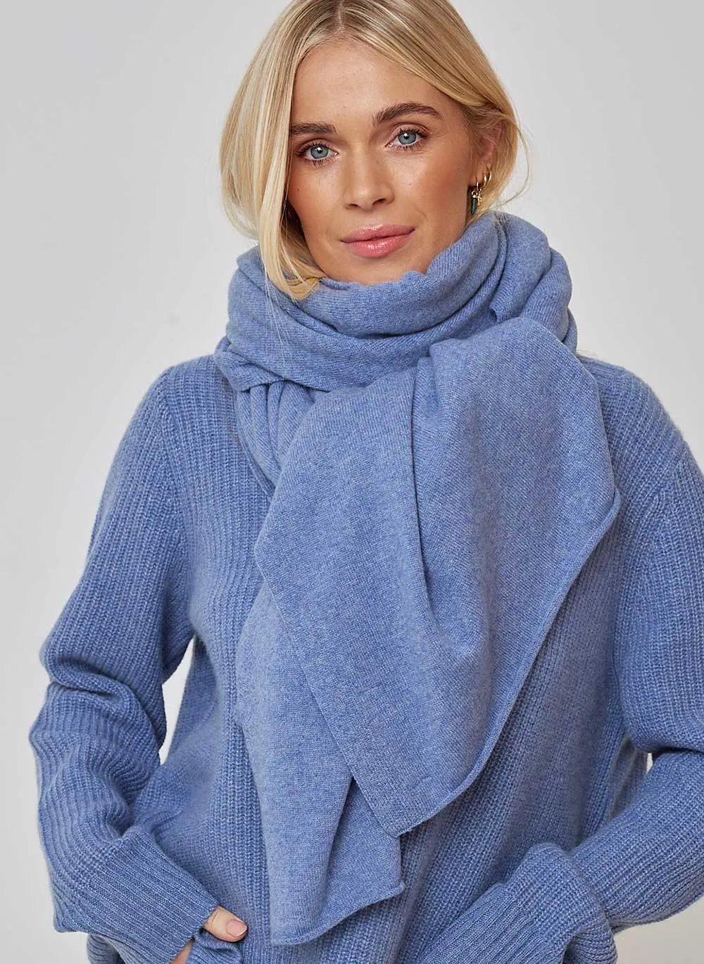 Cashmere Travel Wrap - Blue Melange