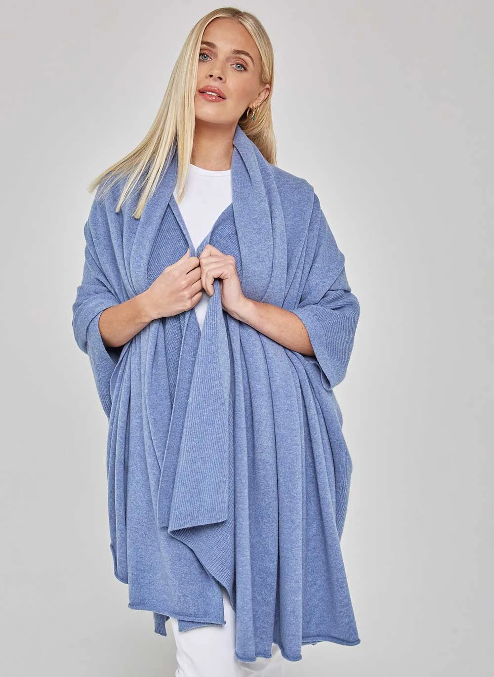 Cashmere Travel Wrap - Blue Melange