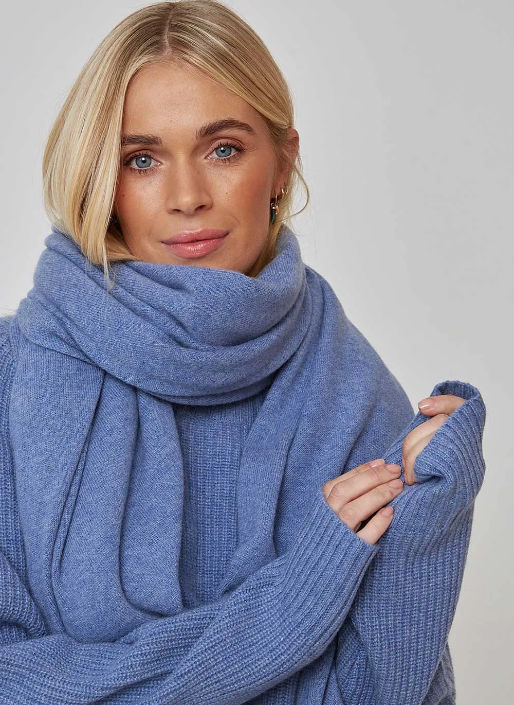 Cashmere Travel Wrap - Blue Melange