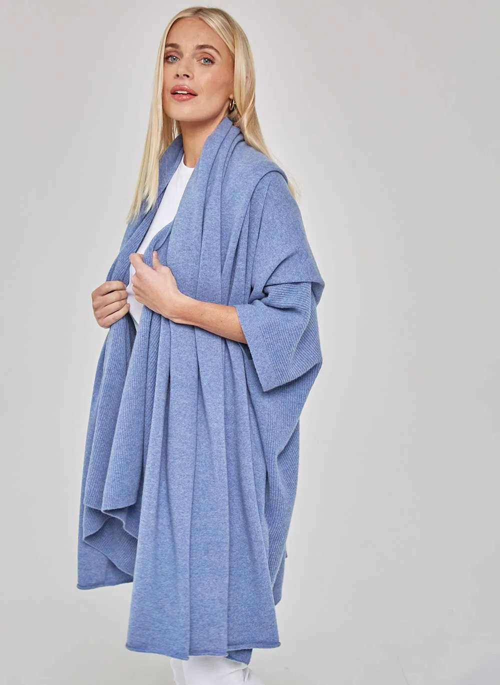 Cashmere Travel Wrap - Blue Melange