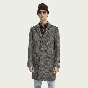 Classic Wool-Blend Single Breasted Overcoat (Check)