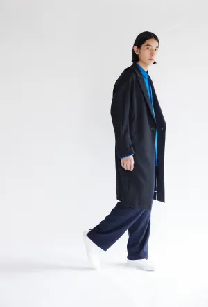 Classic Wool Gabardine Overcoat in Black