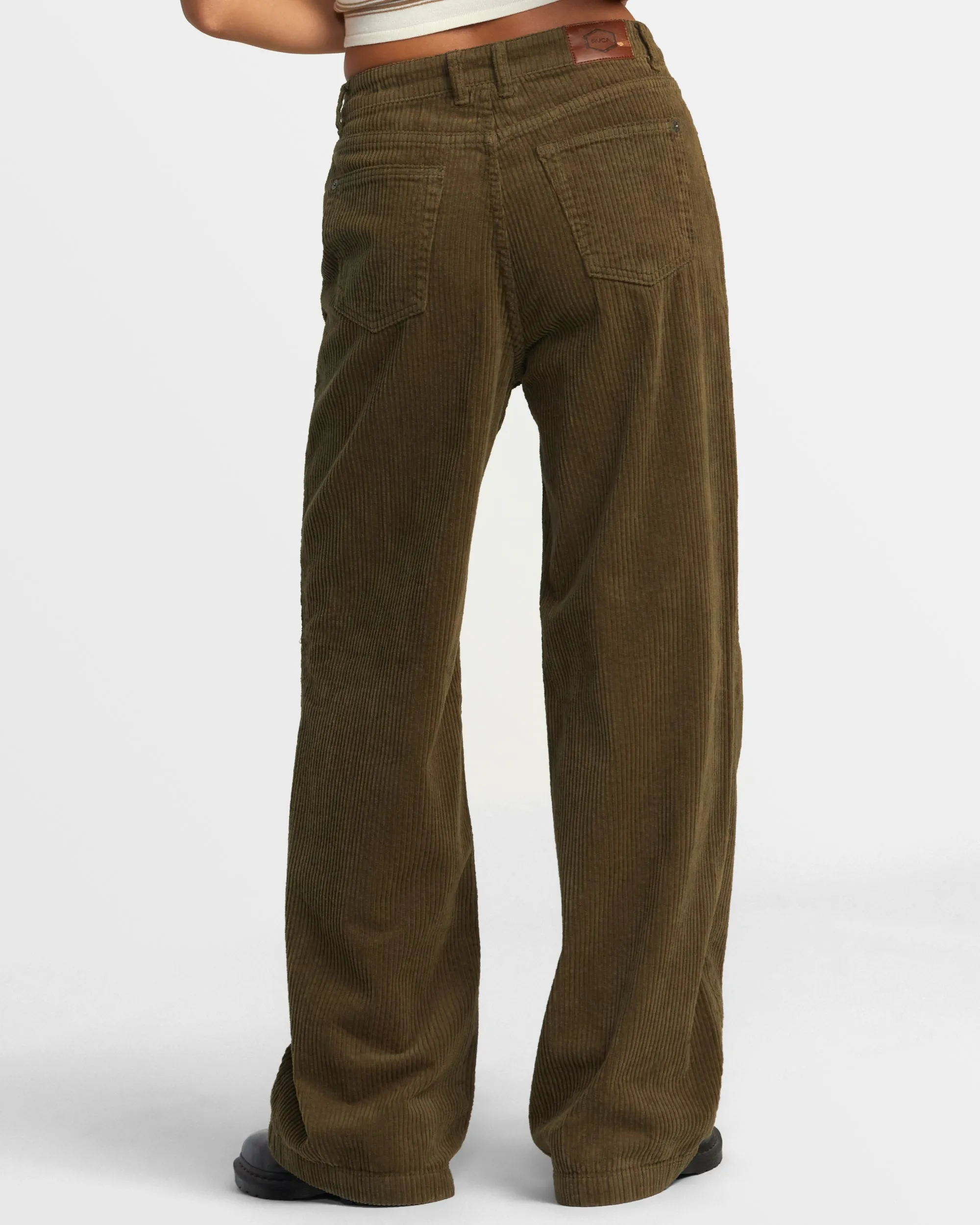 Coco Corduroy Wide Leg Pants - Dark Olive