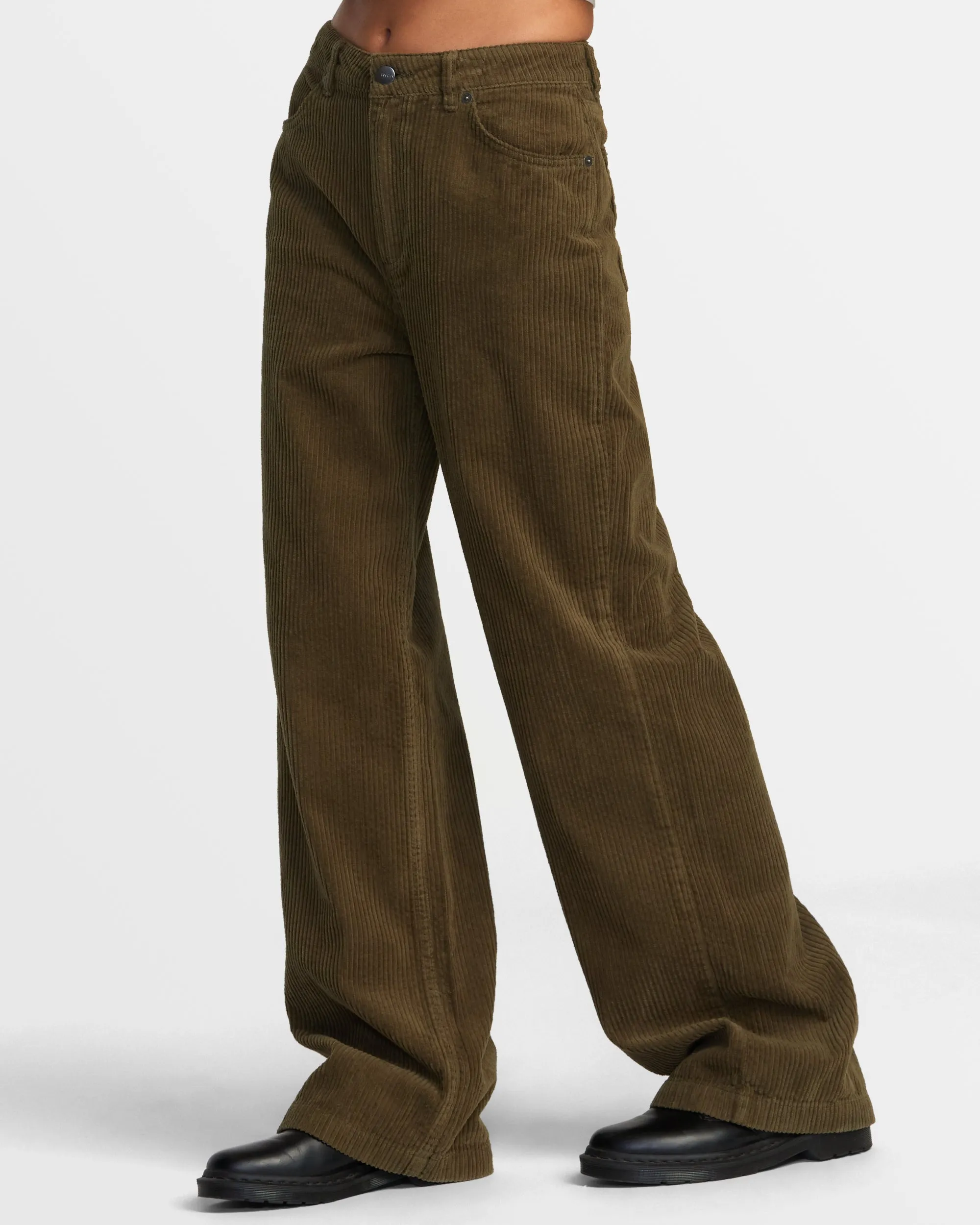 Coco Corduroy Wide Leg Pants - Dark Olive