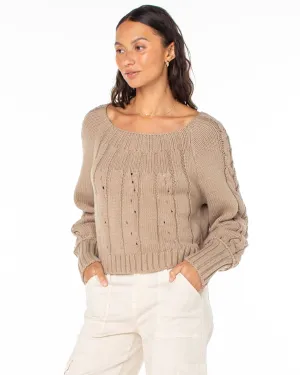 Day Dream Boat Neck Sweater - Warm Taupe