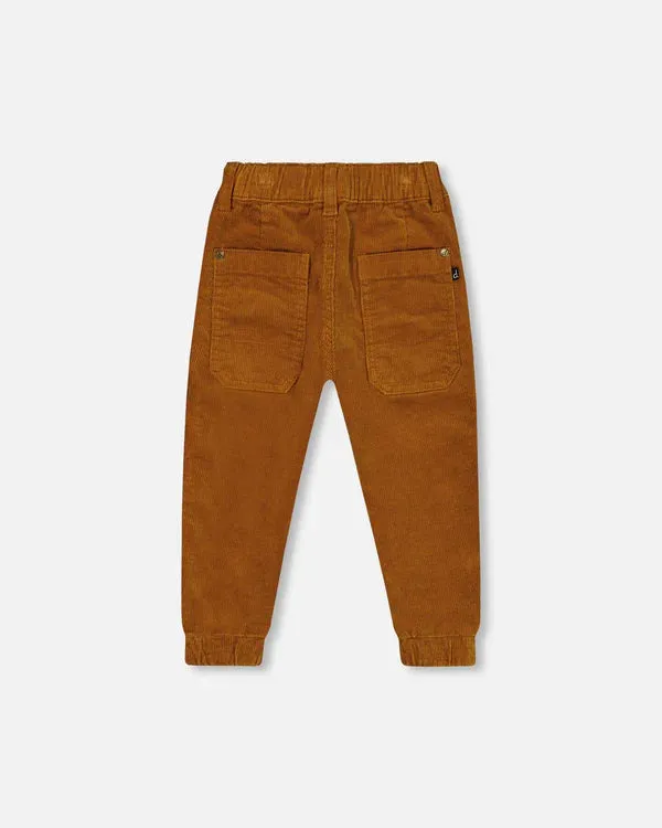 Deux Par Deux Stretch Corduroy Jogger Pant - Caramel Brown