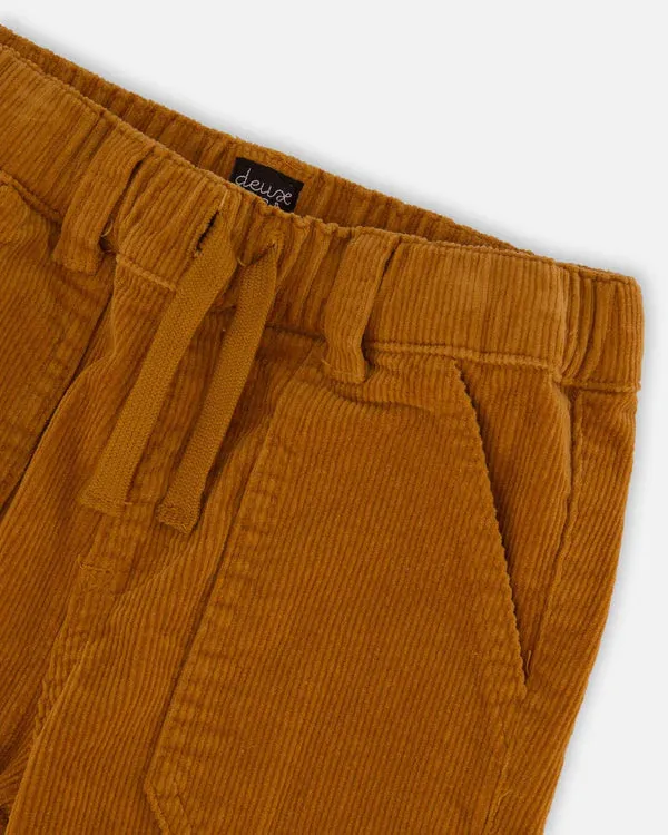 Deux Par Deux Stretch Corduroy Jogger Pant - Caramel Brown