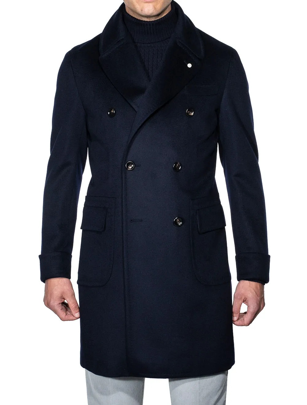 Double Breasted Overcoat Wool & Cashmere Navy