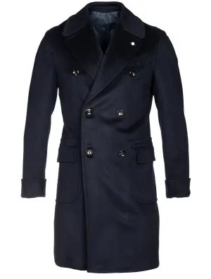 Double Breasted Overcoat Wool & Cashmere Navy