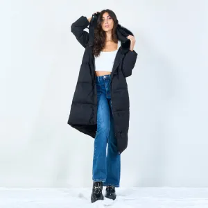 Elegant long parka with faux fur hood wholesale