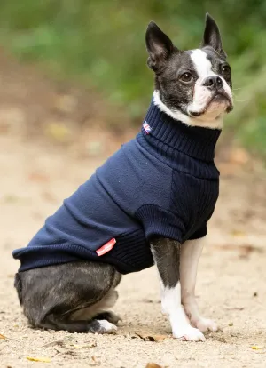 Fleece and Knit Turtleneck Dog Jumper - Navy