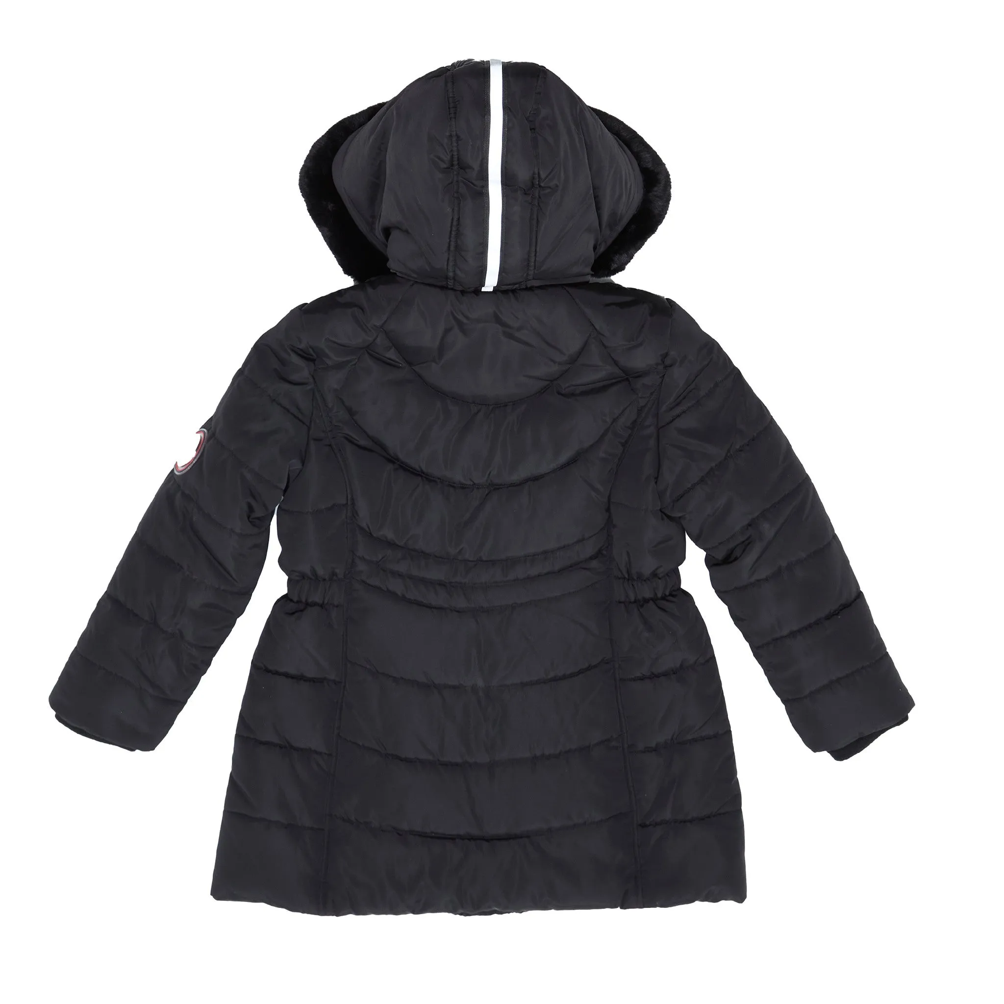 Girls Black Reflective Hooded Parka