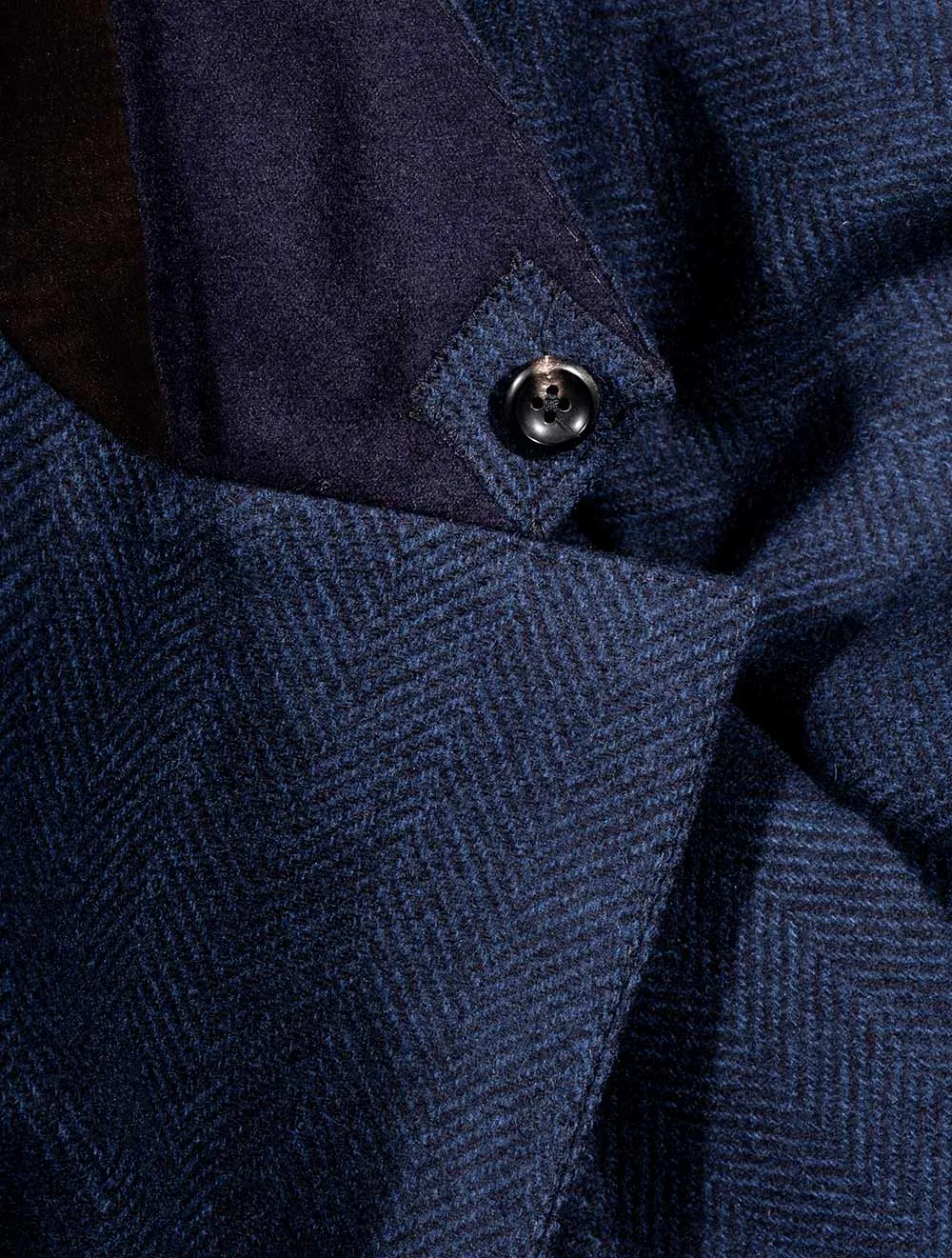 Herringbone Overcoat With Zip Insert Blue