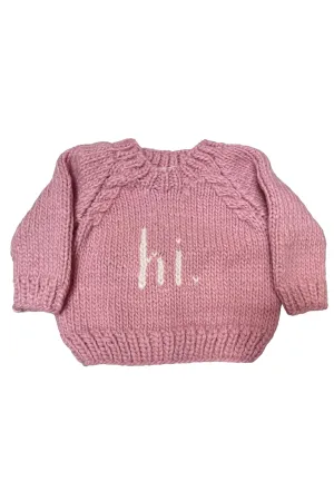 Huggalugs - "Hi" Crewneck Sweater - Pink