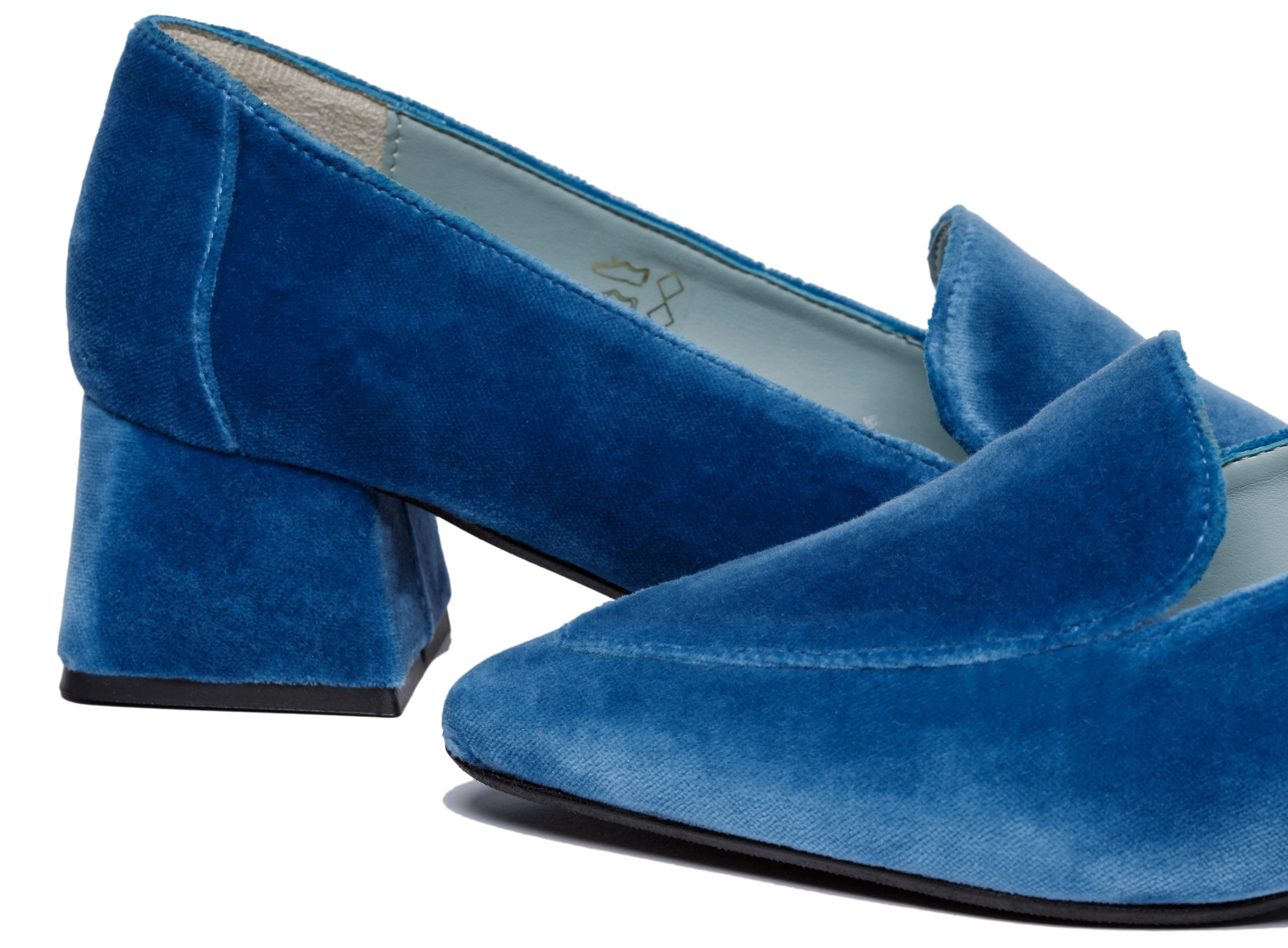 Iris Vegan Velvet Moccasin Loafers | Blue