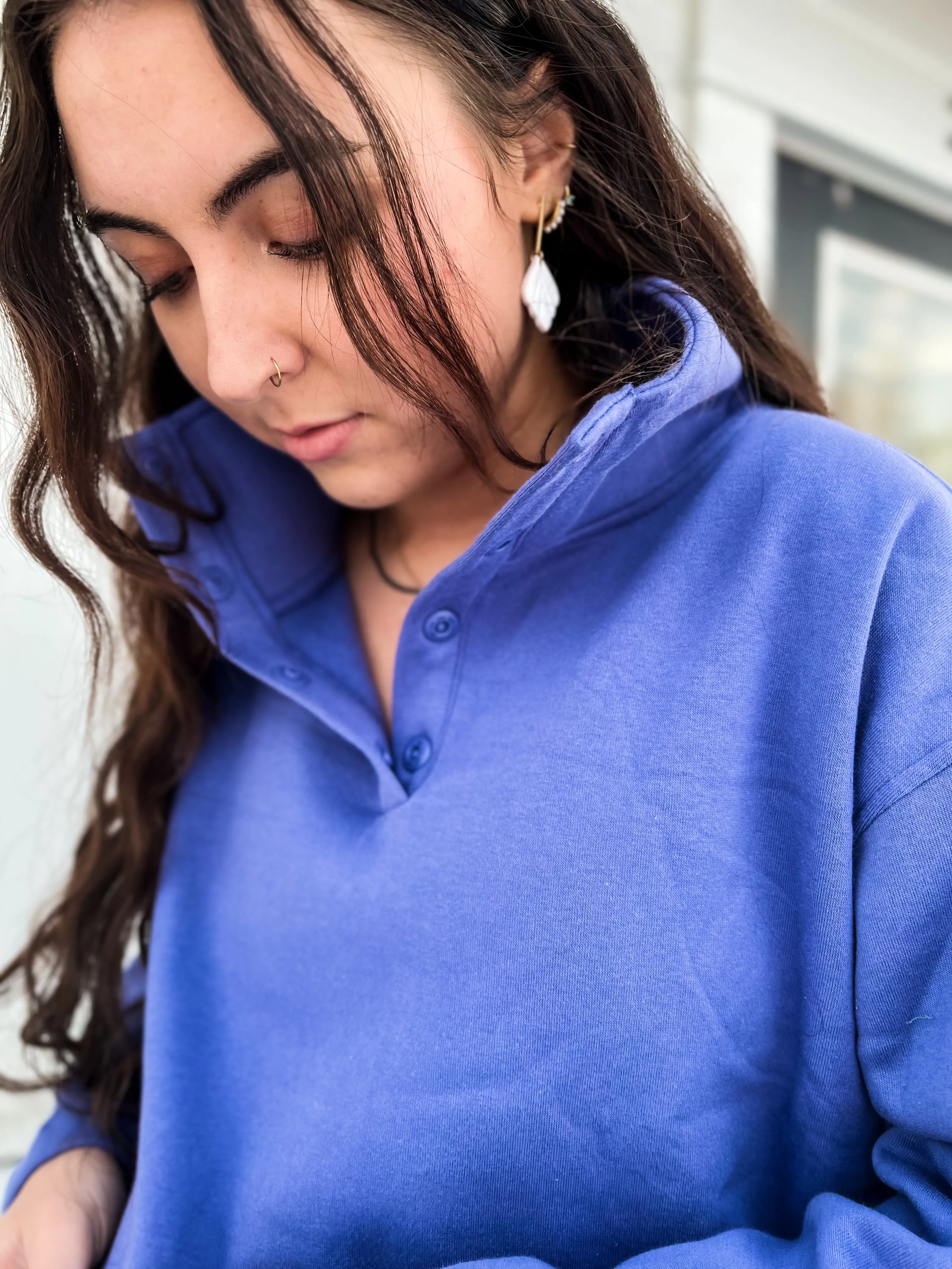 Kierra Fleece High Neck Pullover- Marlin