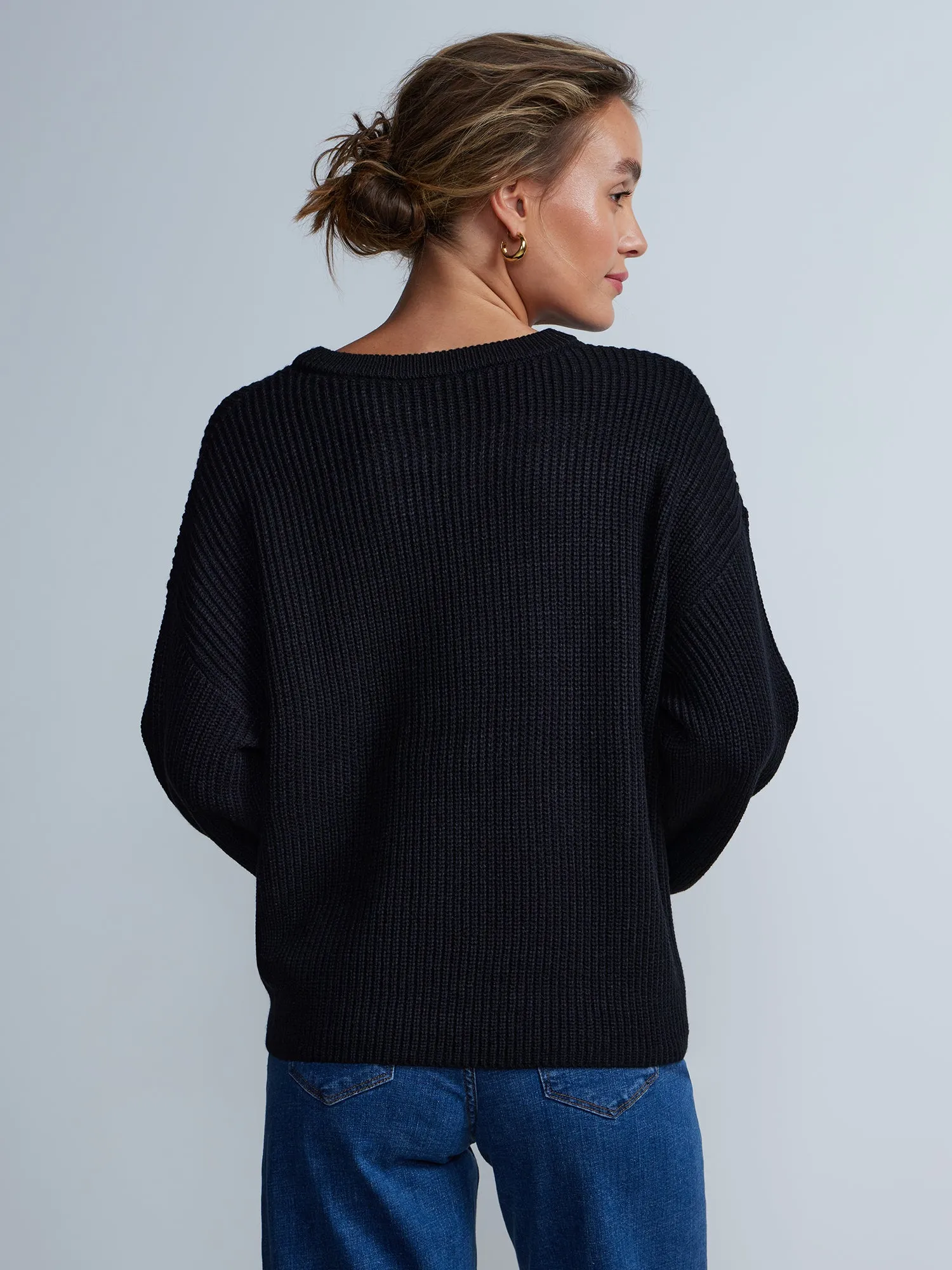 Long Sleeve Ribbed Crew Neck Pullover