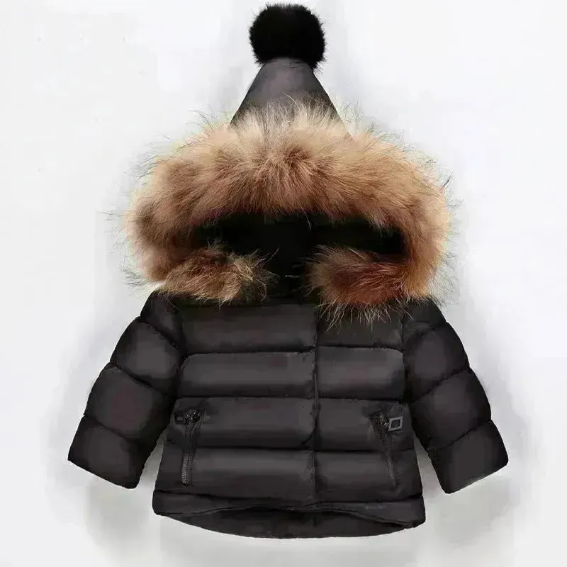 New born Baby Hooded Winter Jacket toddler winter coat Baby parka coat 5t winter Faux fur  jacket