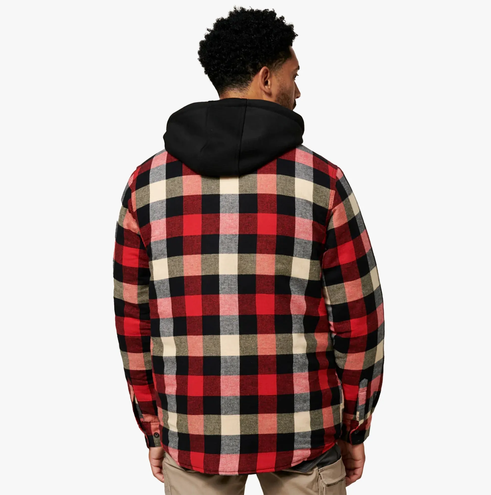 QUILTED FLANNEL Mens Shirt Jacket Red