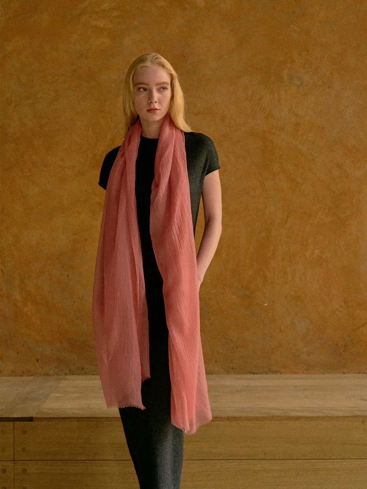 "Featherlight" Oversized Cashmere Scarf - Blush Pink