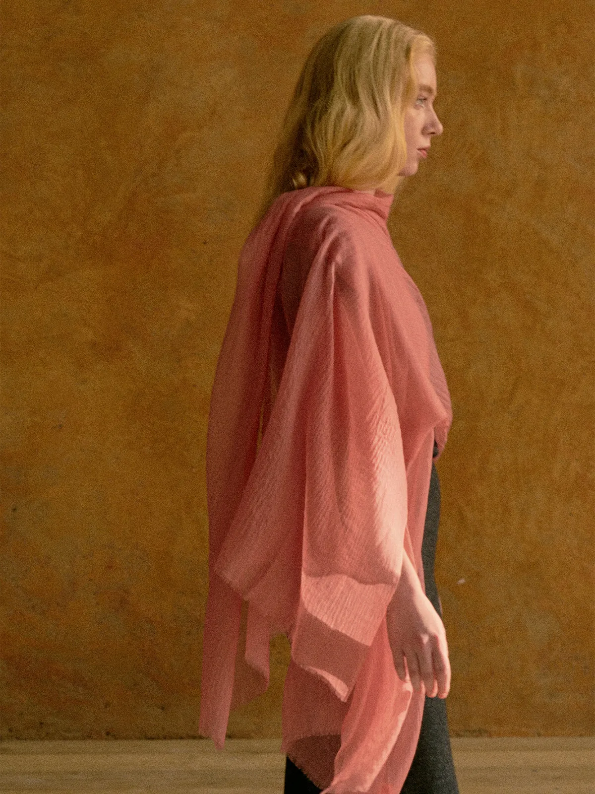 "Featherlight" Oversized Cashmere Scarf - Blush Pink