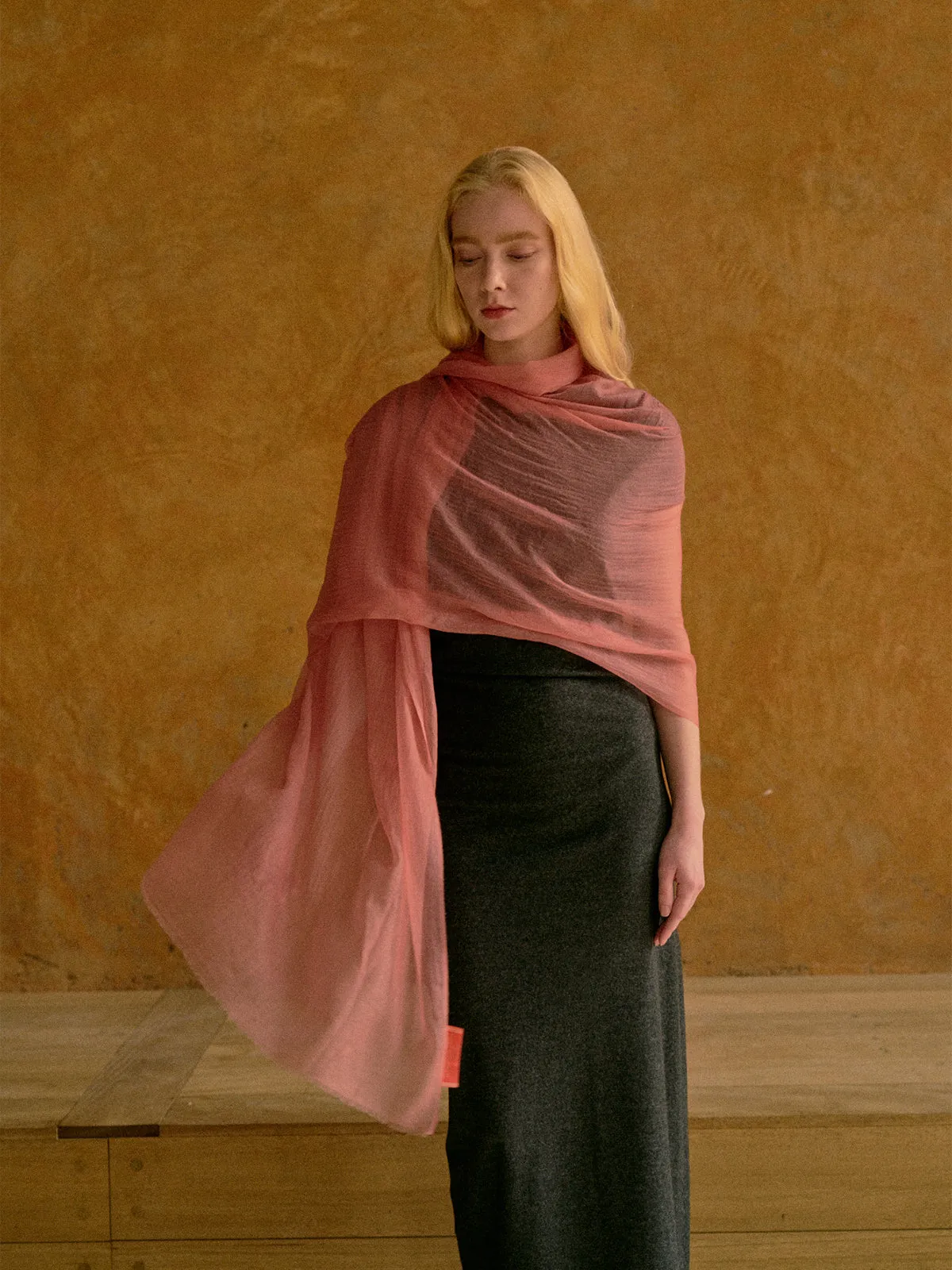 "Featherlight" Oversized Cashmere Scarf - Blush Pink