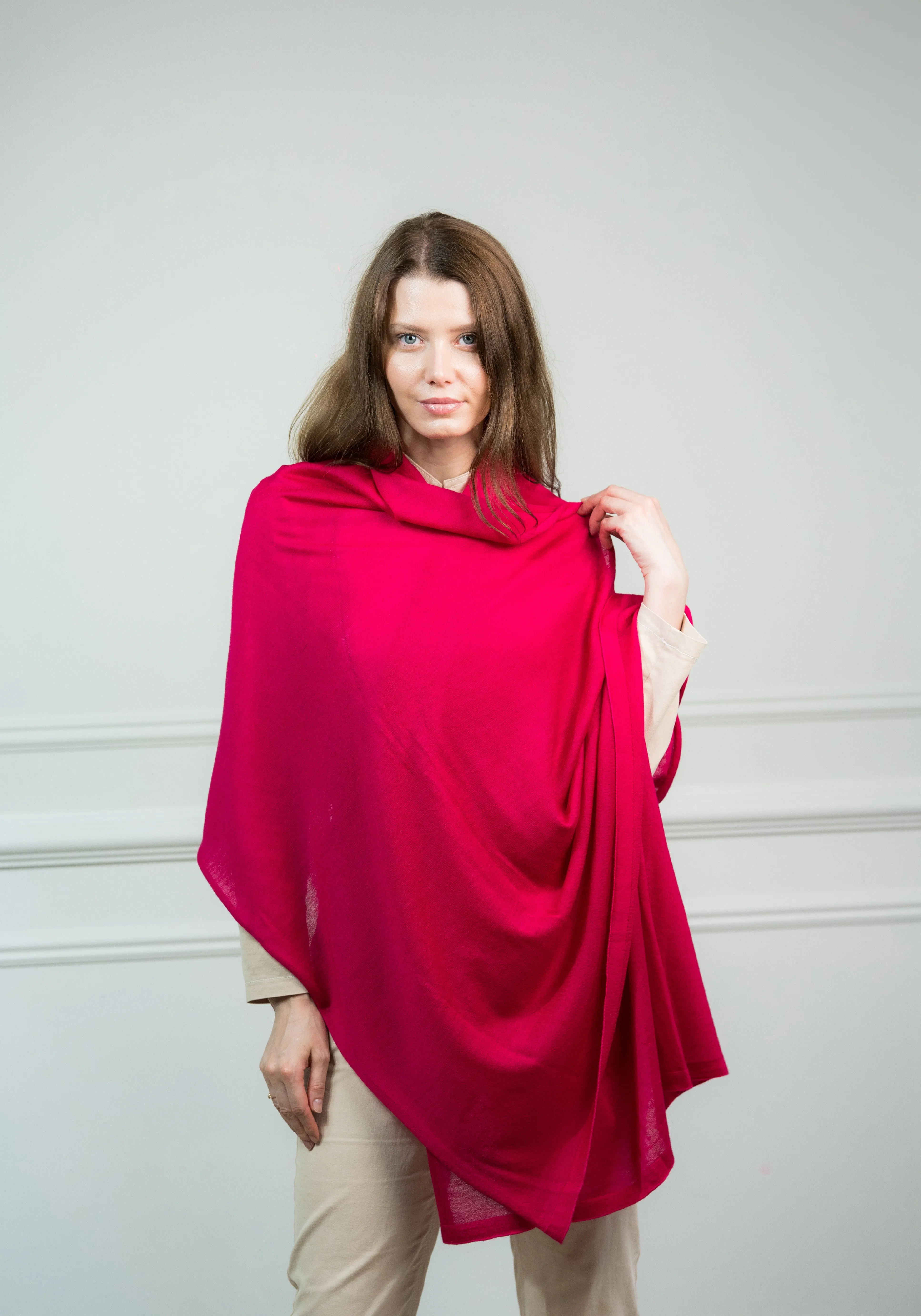 Red Fine Knitted Cashmere Wrap