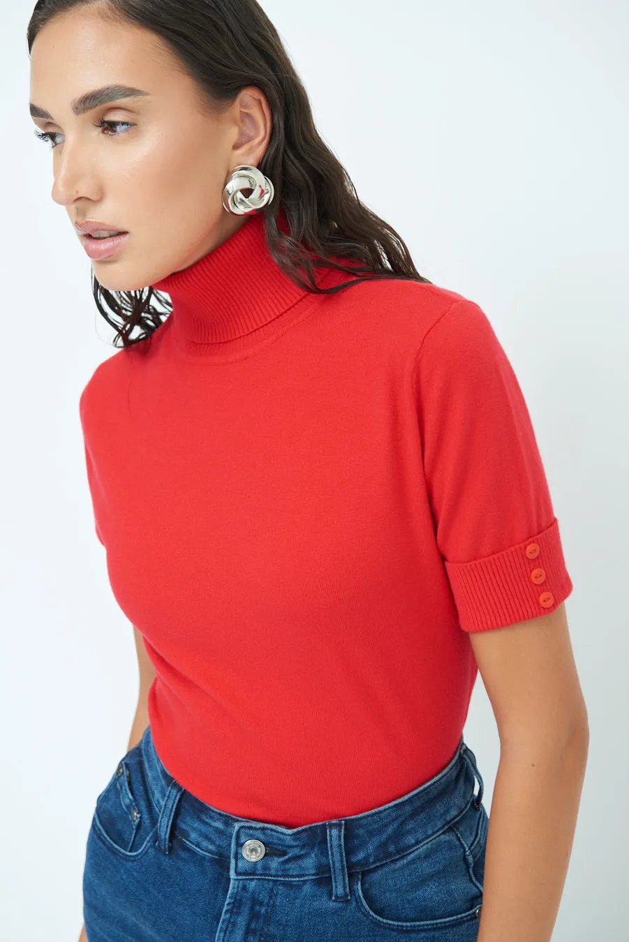 Short-sleeve turtleneck top wholesale