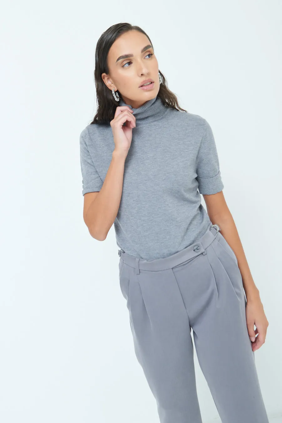 Short-sleeve turtleneck top wholesale