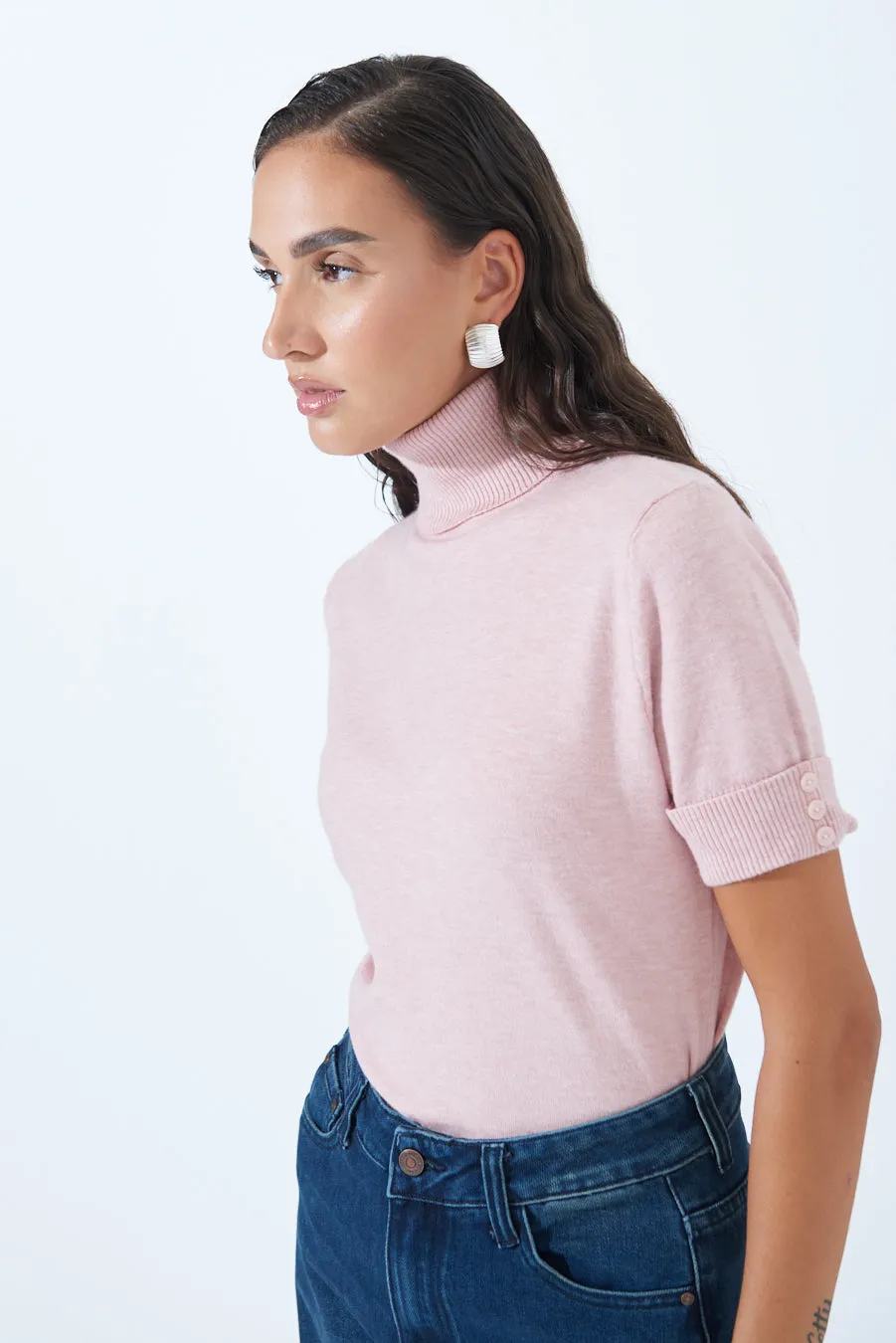 Short-sleeve turtleneck top wholesale