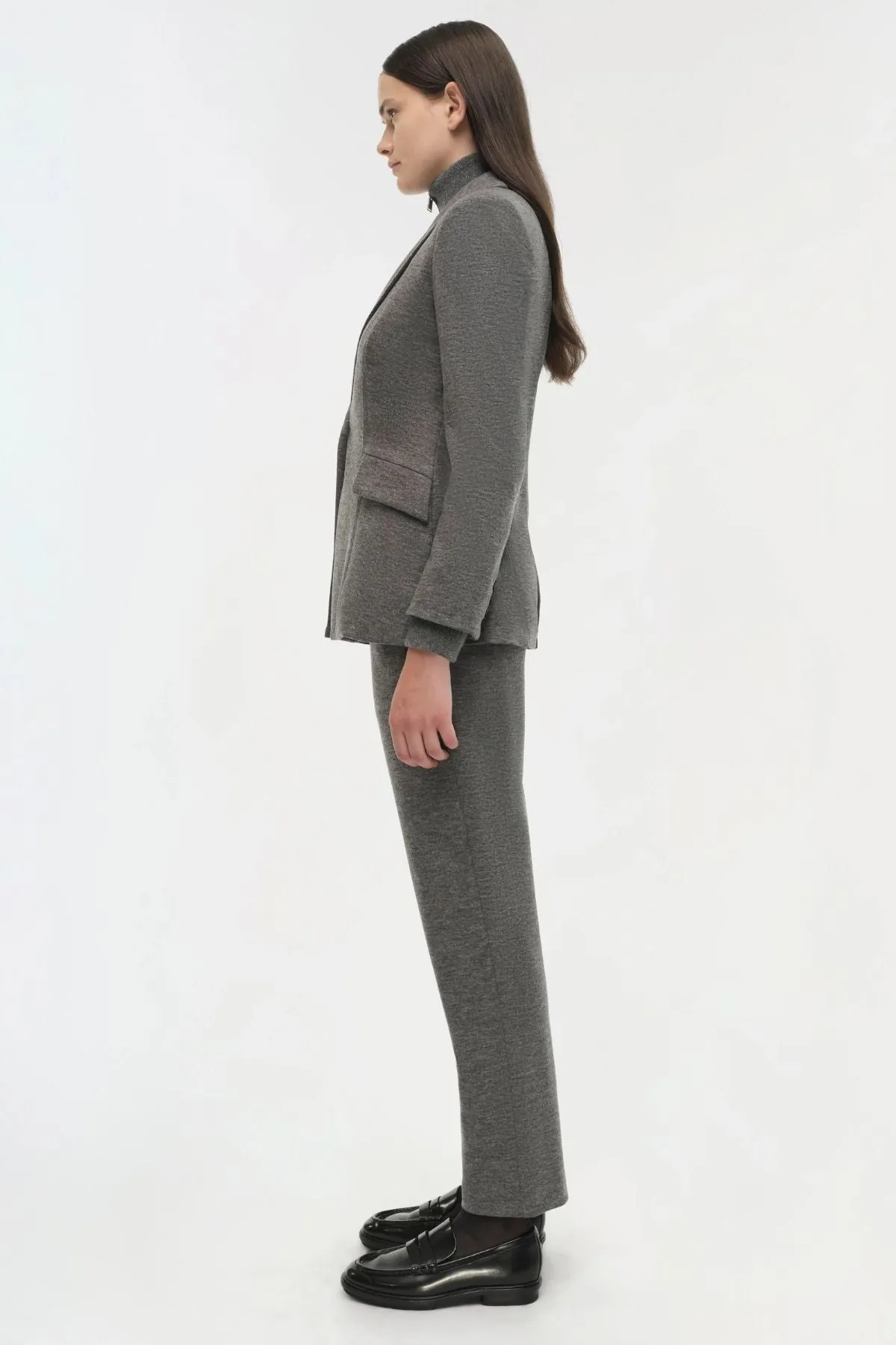 Simkhai Auden Knit Combo Blazer - Warm Grey