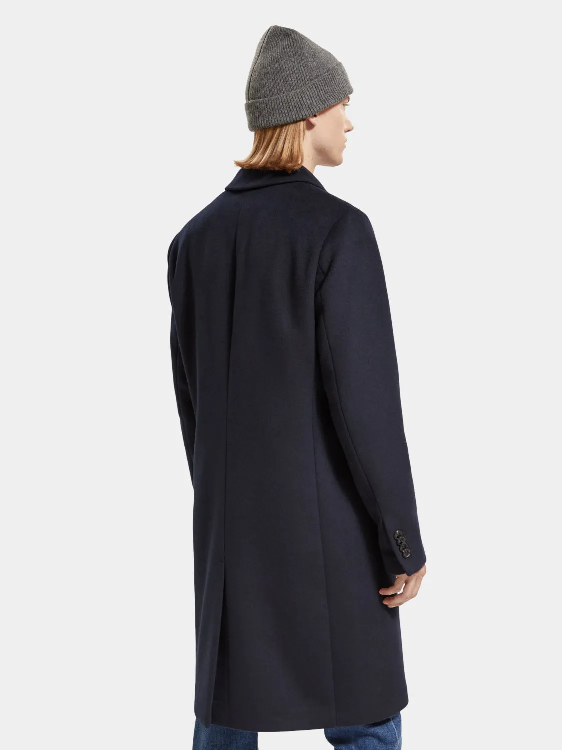 Single-breasted wool blend overcoat