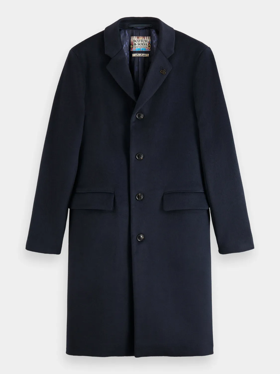 Single-breasted wool blend overcoat