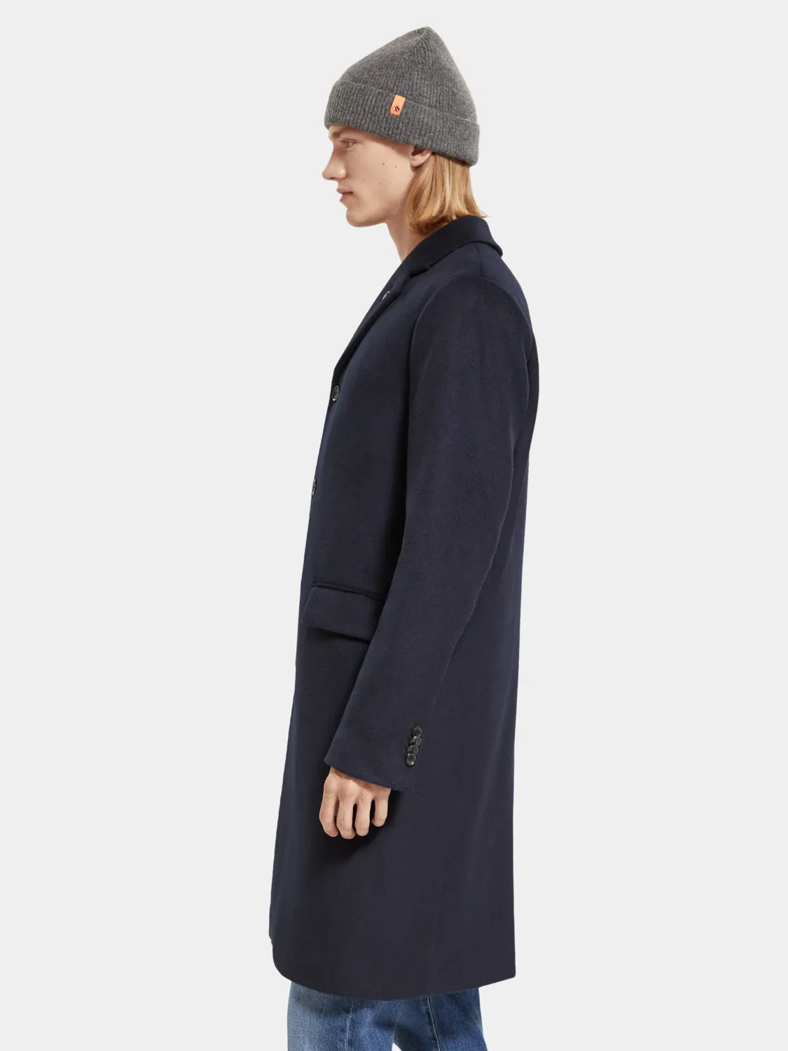 Single-breasted wool blend overcoat