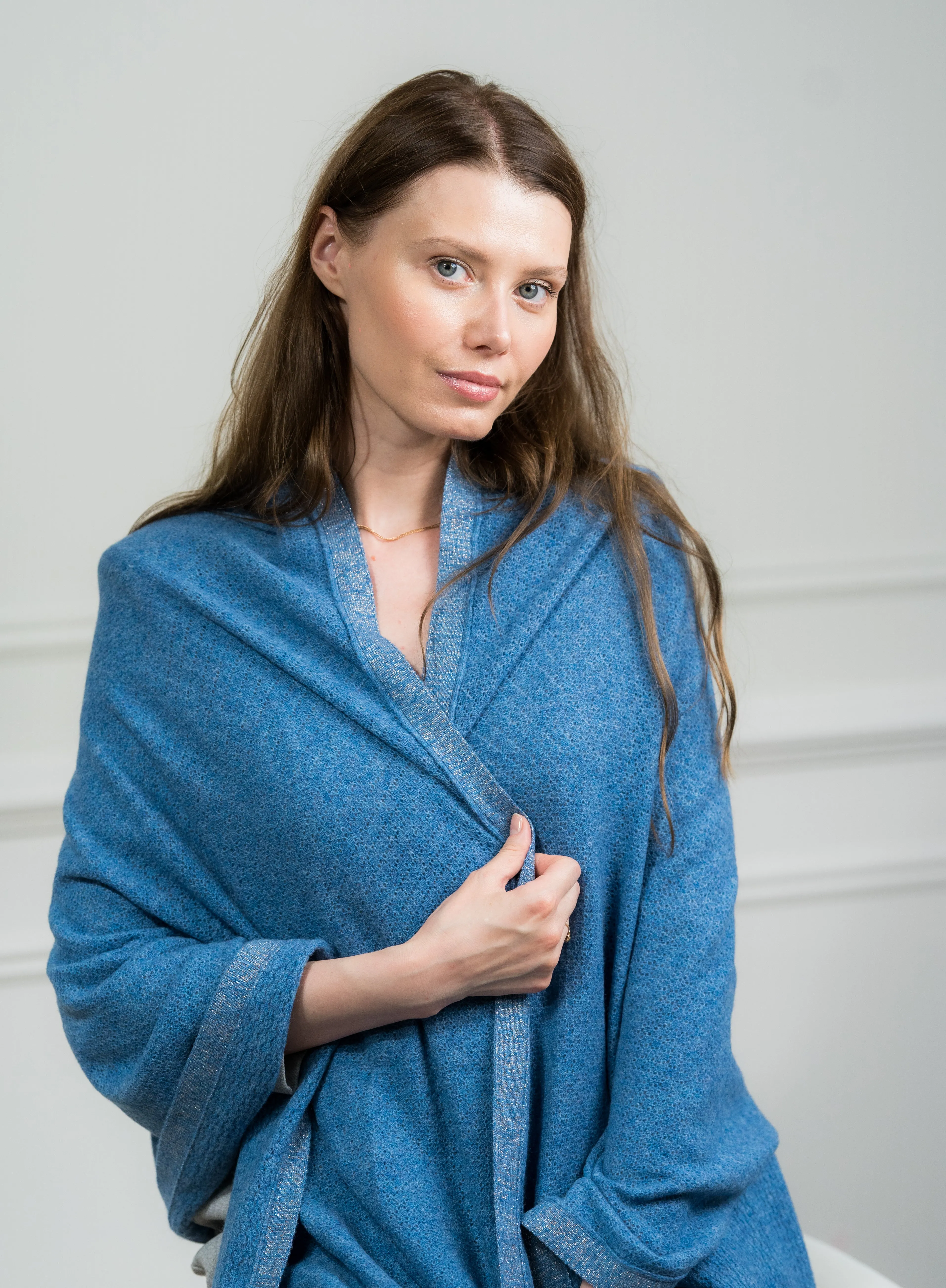 Sky Pointelle Cashmere Wrap