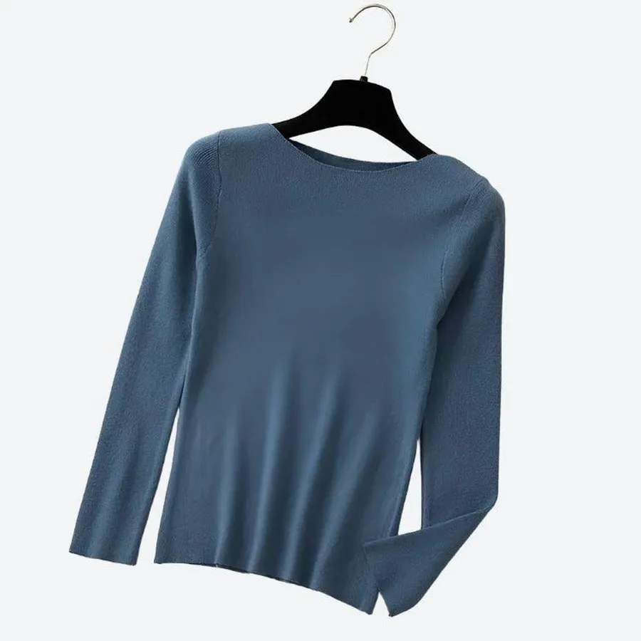 Stylish Boat Neck Long-Sleeve Sweaters