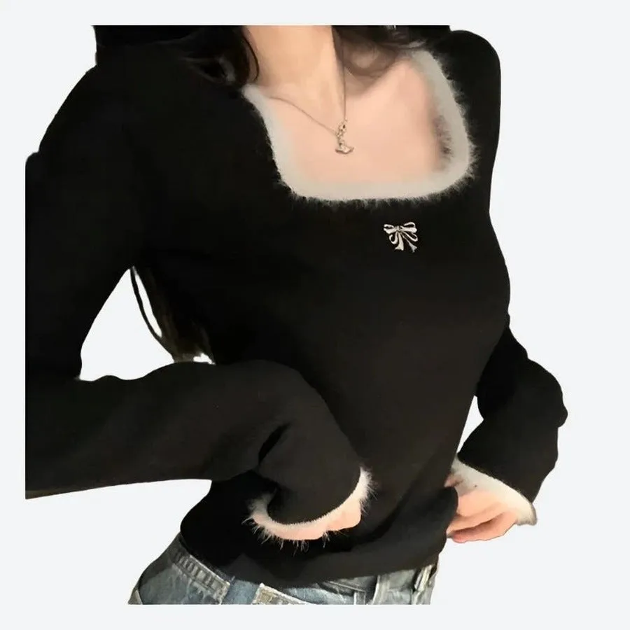 Stylish Square Neck Slim Fit Sweaters