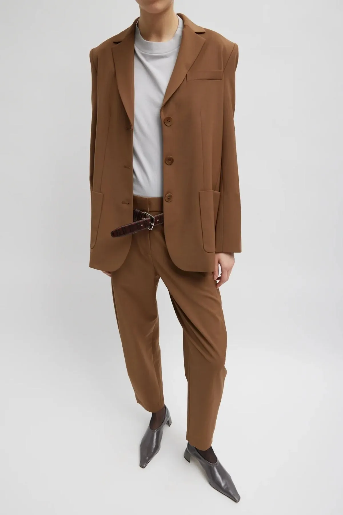 Tibi Tropical Wool Max Blazer - Toffee