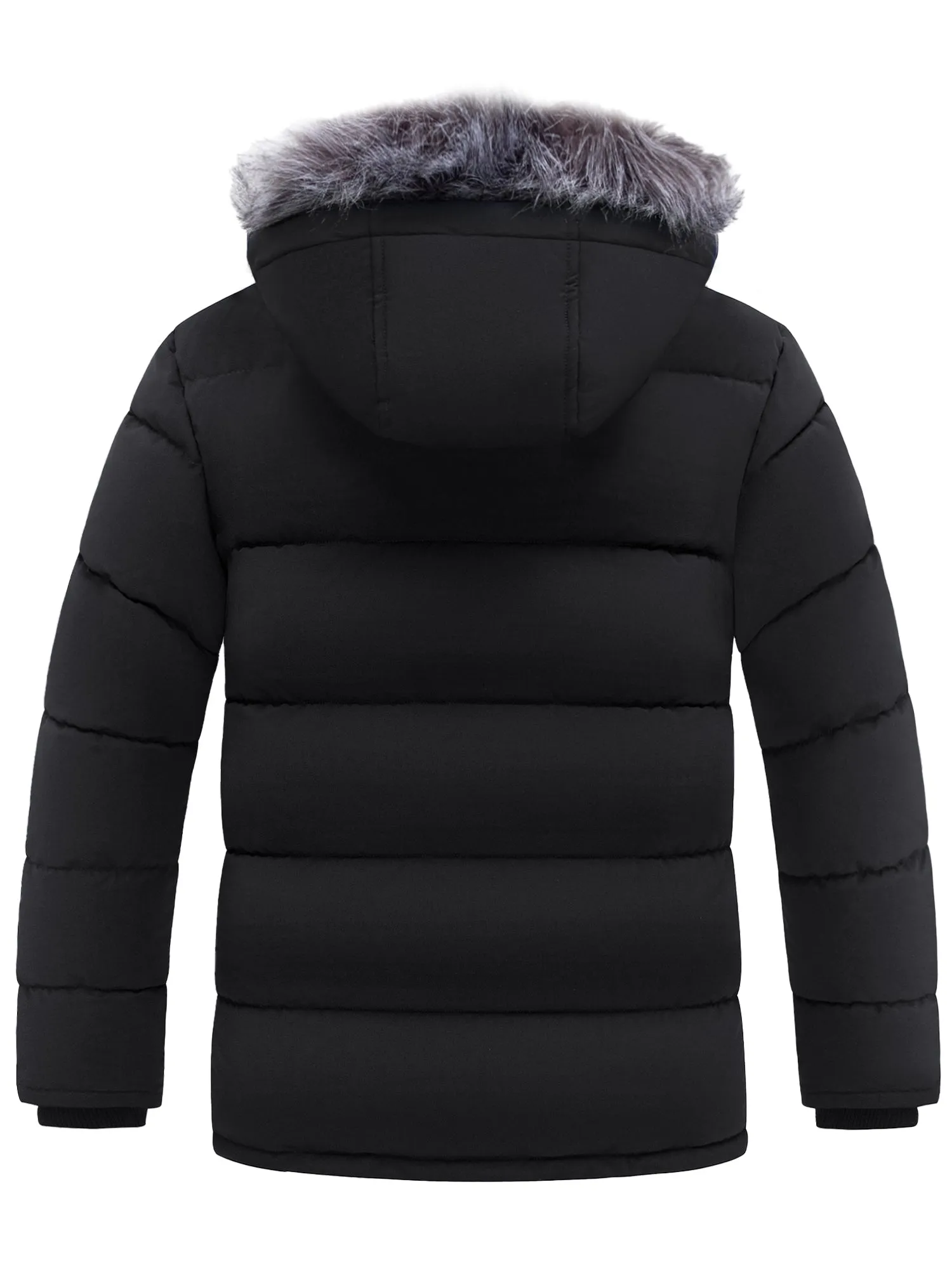 Wantdo Men's Thicken Winter Coat Mid-length Puffer Winter Parka Jacket with Detachable Hood